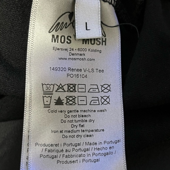 Mos Mosh Renee V-Neck Long Sleeve Black Tee - Picture 7 of 9